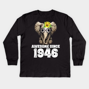 Awesome since 1946 74 Years Old Bday Gift 74th Birthday Kids Long Sleeve T-Shirt